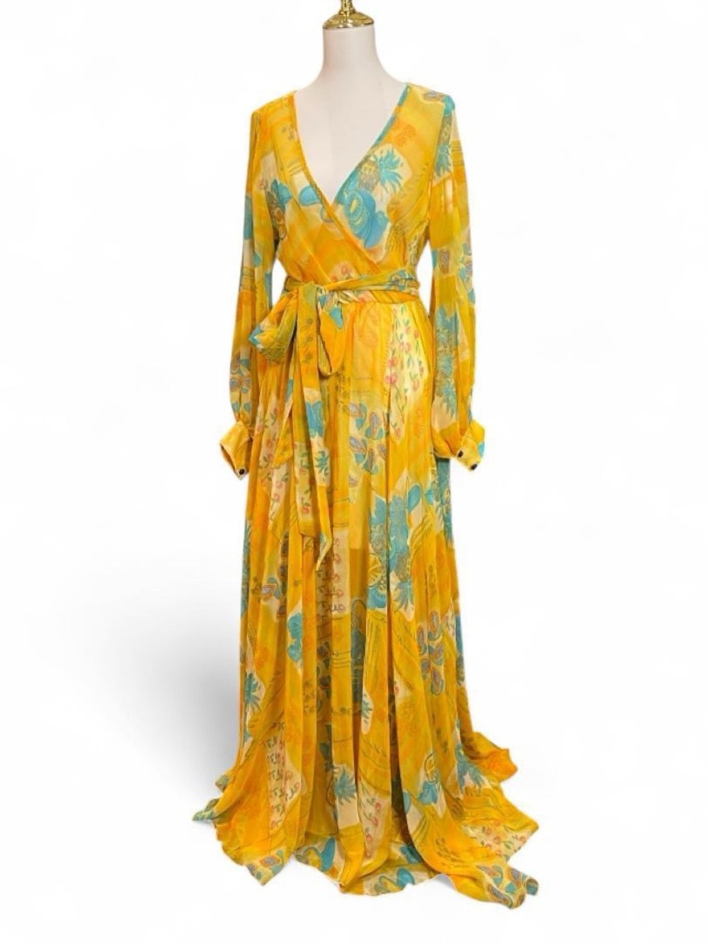 Eleganzarella Yellow Floral Boho Maxi Dress